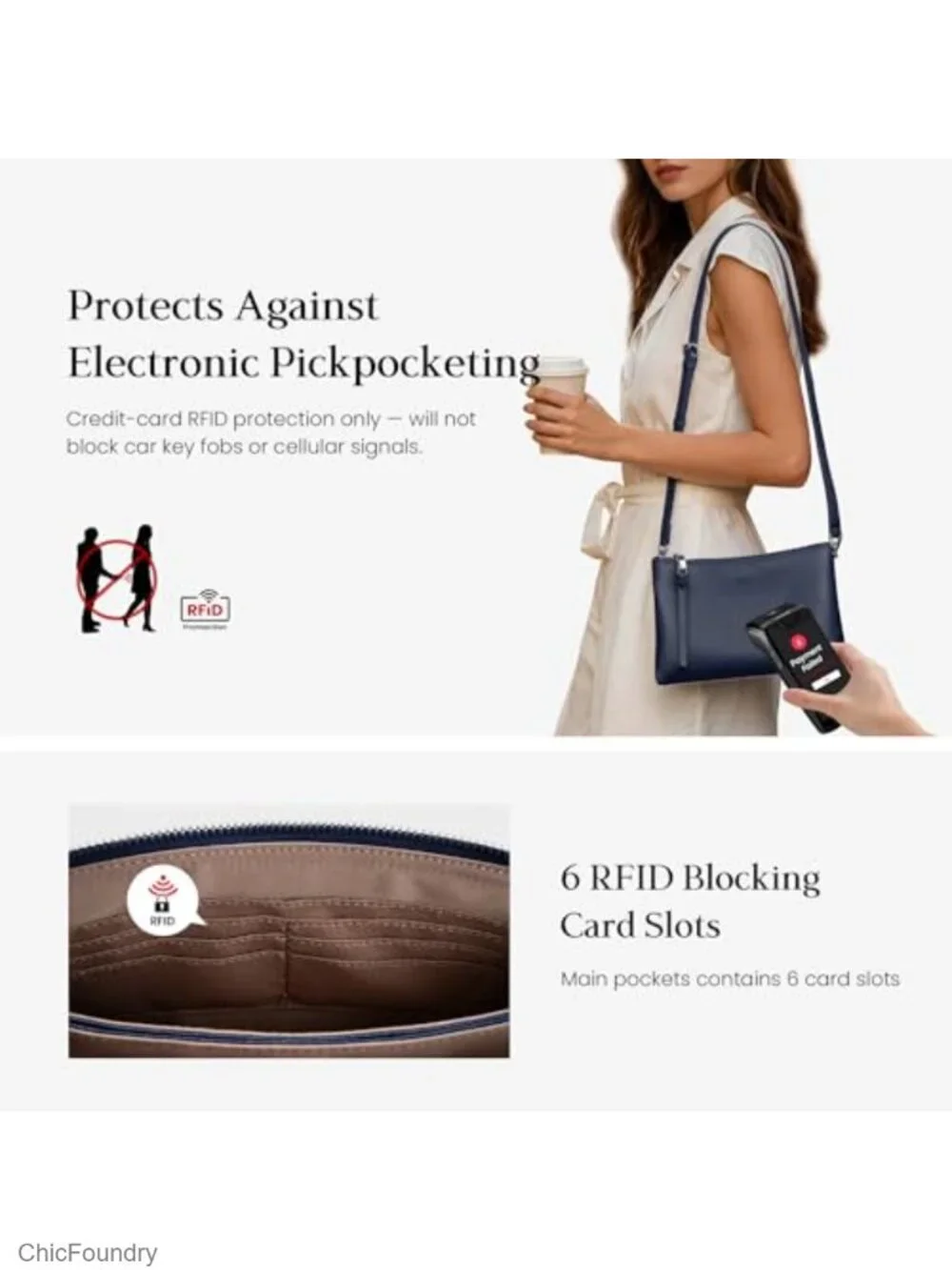 Genuine Leather Crossbody Bag with RFID Protection, Small Shoulder Purse
